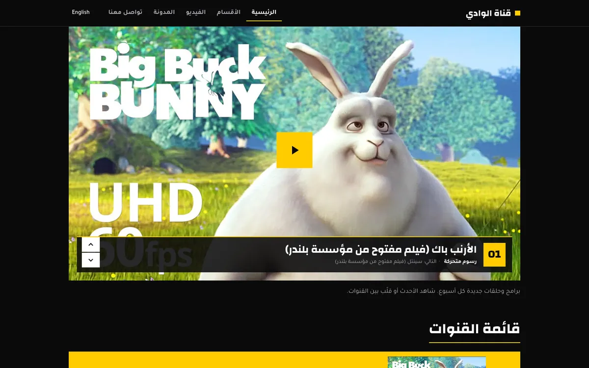 قالب موقع قناة ومنصة محتوى مرئي